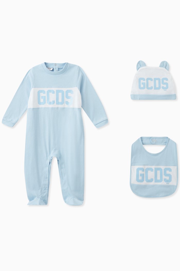 Logo Print Sleepsuit Set, Blue