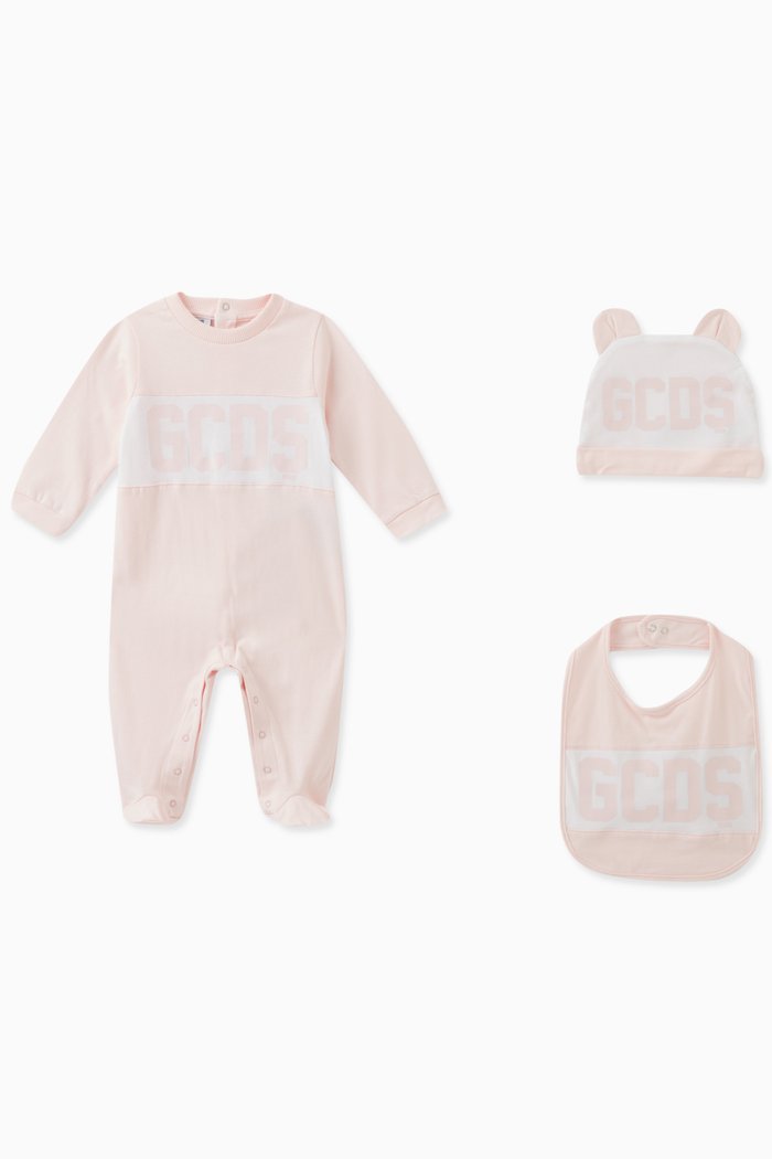 

Logo Print Sleepsuit Set, Pink