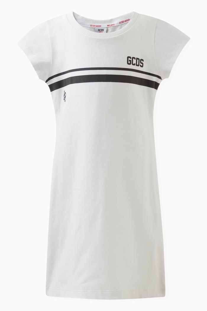 

Logo Detail Dress in Cotton, White