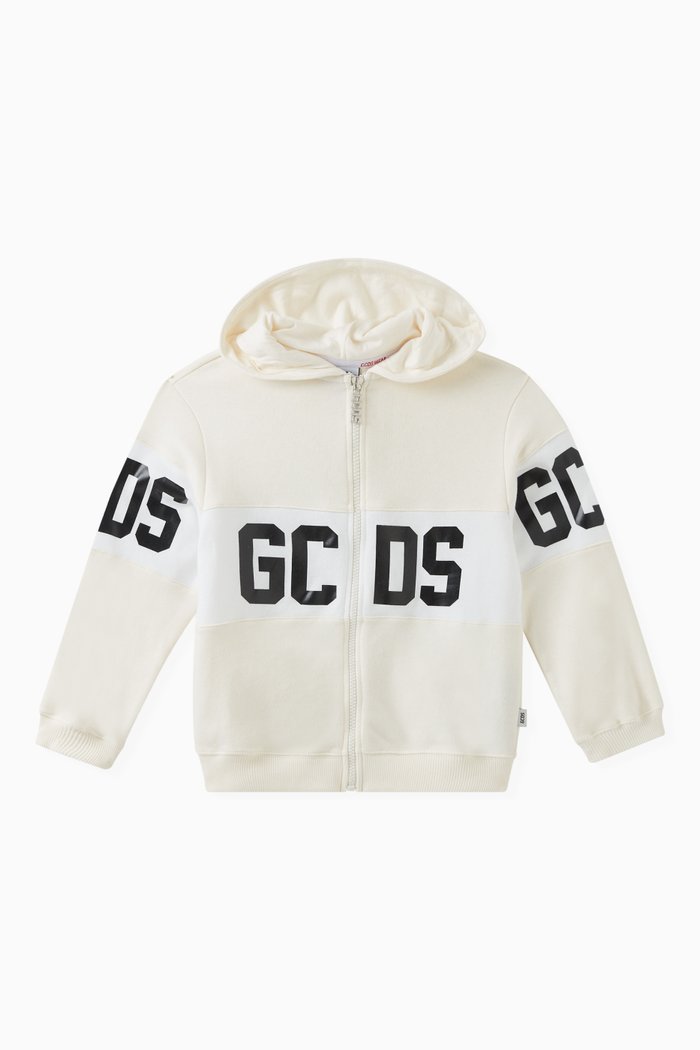 

Logo Print Hoodie in Cotton, Neutral