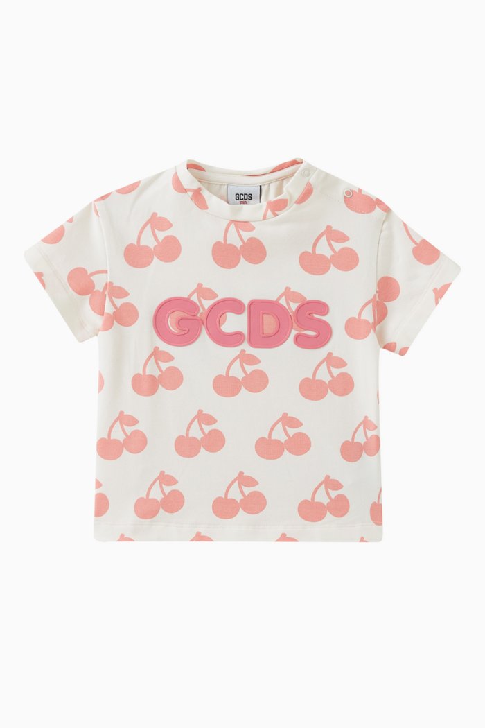 

Cherry Logo Print T-shirt in Cotton, Pink