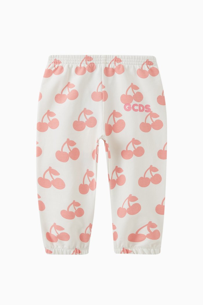 

Cherry Print Sweatpants in Cotton, Pink