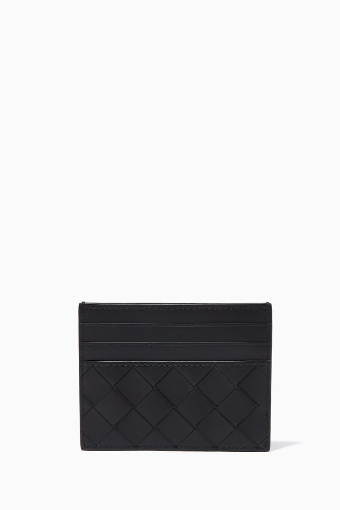 

Card Holder in Intrecciato Leather, Black