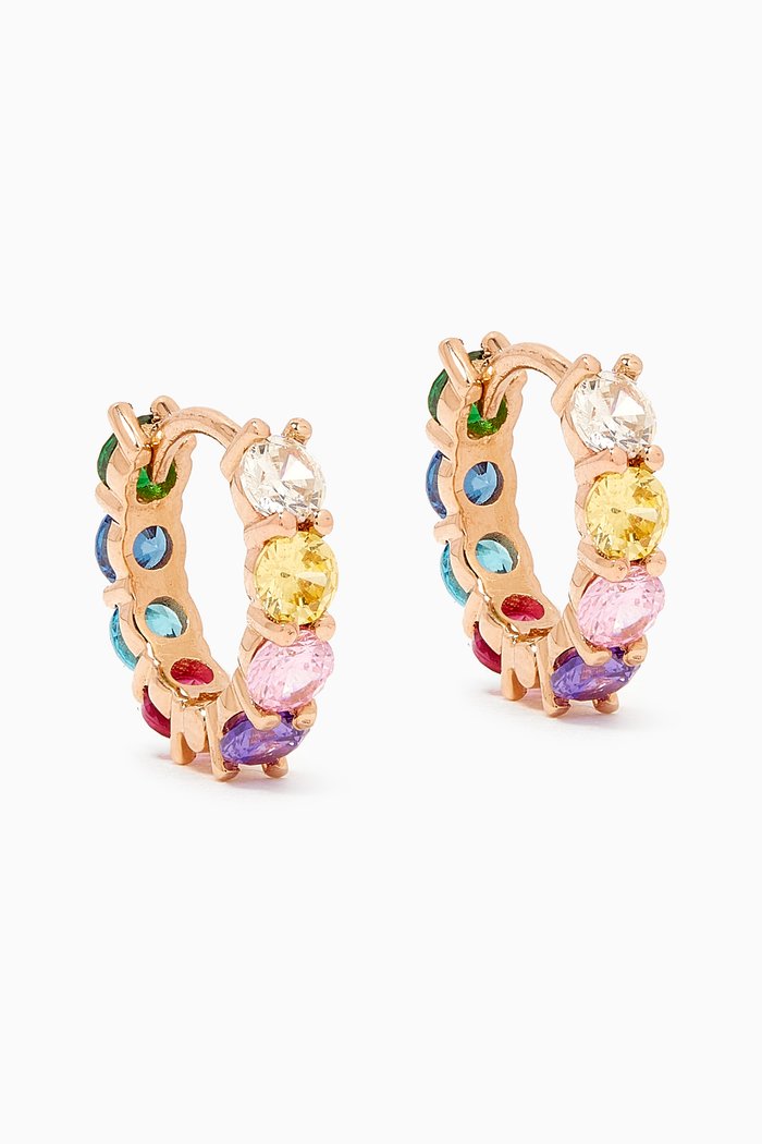 

Rainbow Round-cut Hoops in 18kt Rose Gold