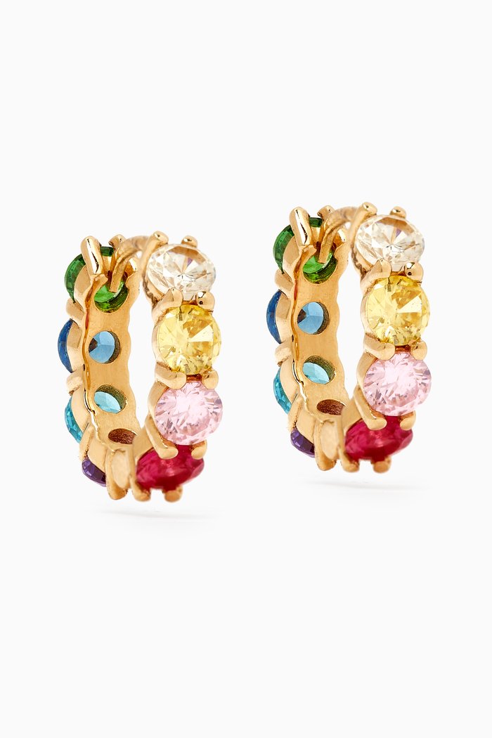 

Rainbow Round-cut Hoops in 18kt Gold, Yellow