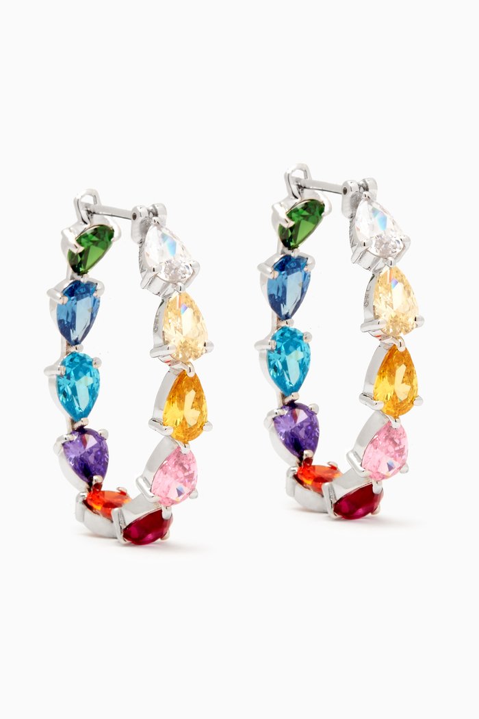 

Rainbow Pear-cut Hoops in 18kt White Gold