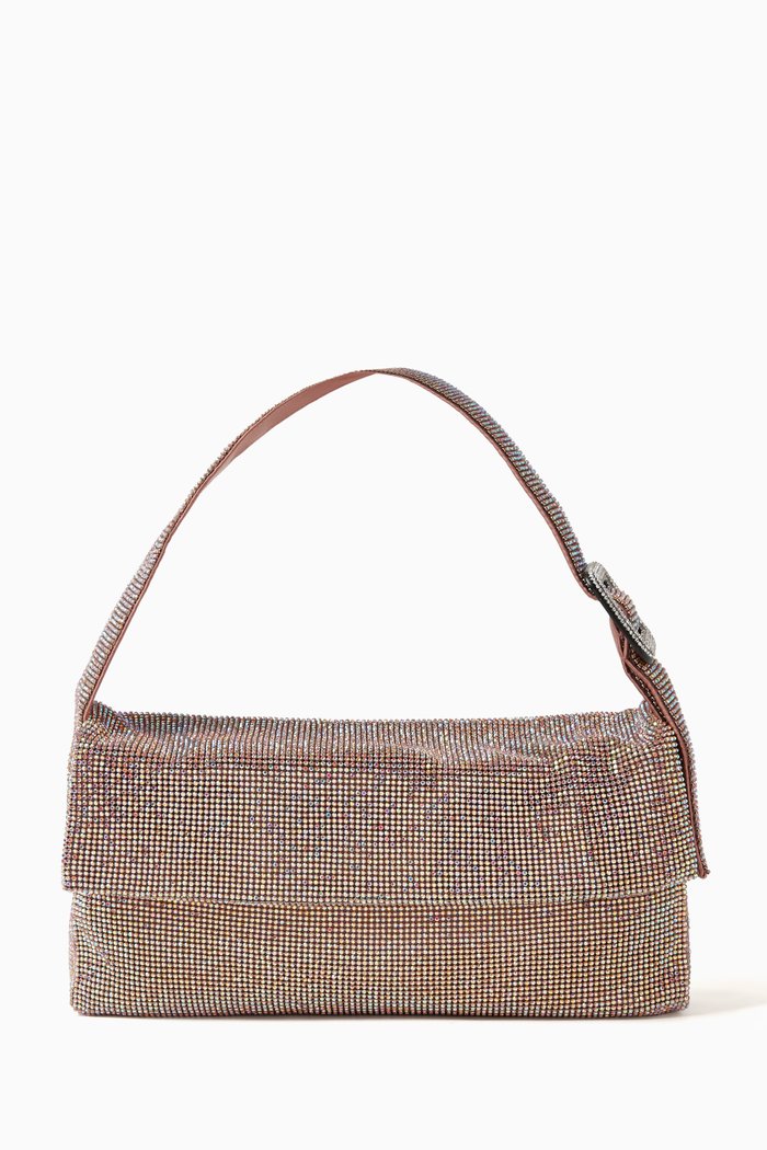 

Medium Vitty La Grande Shoulder Bag in Rhinestone Crystal Mesh, Pink