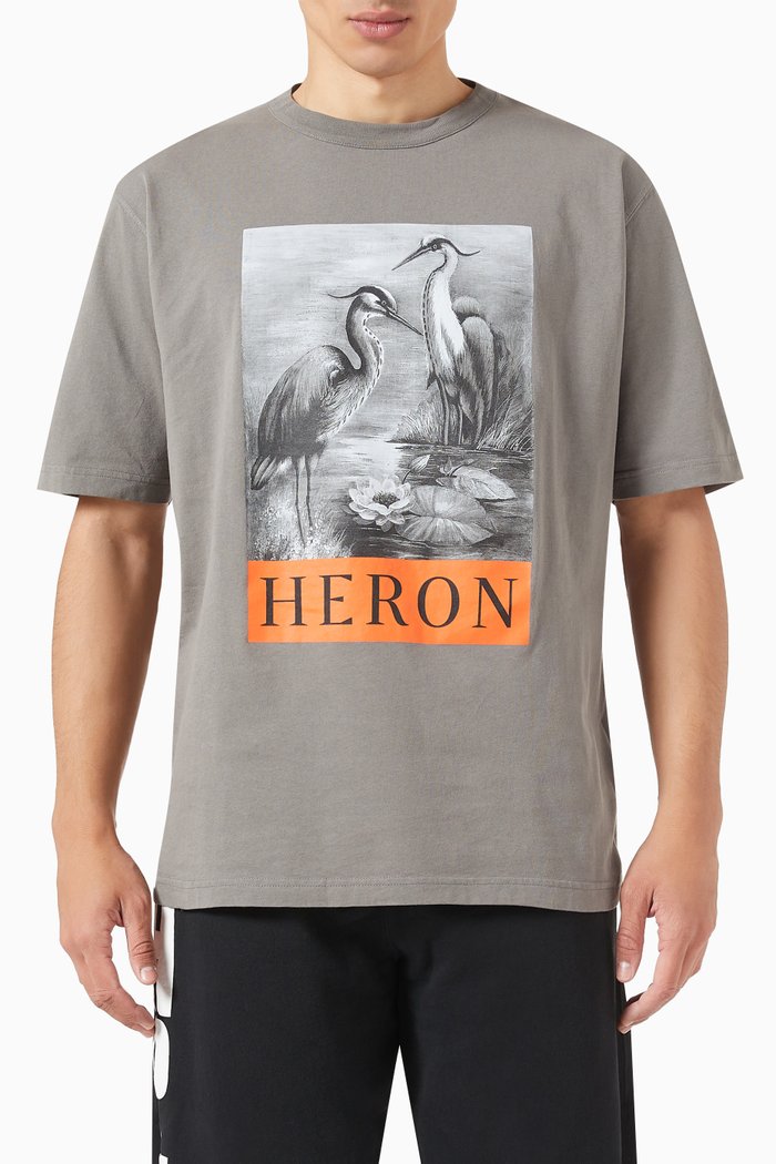 

Graphic Logo Print T-Shirt in Cotton, Grey
