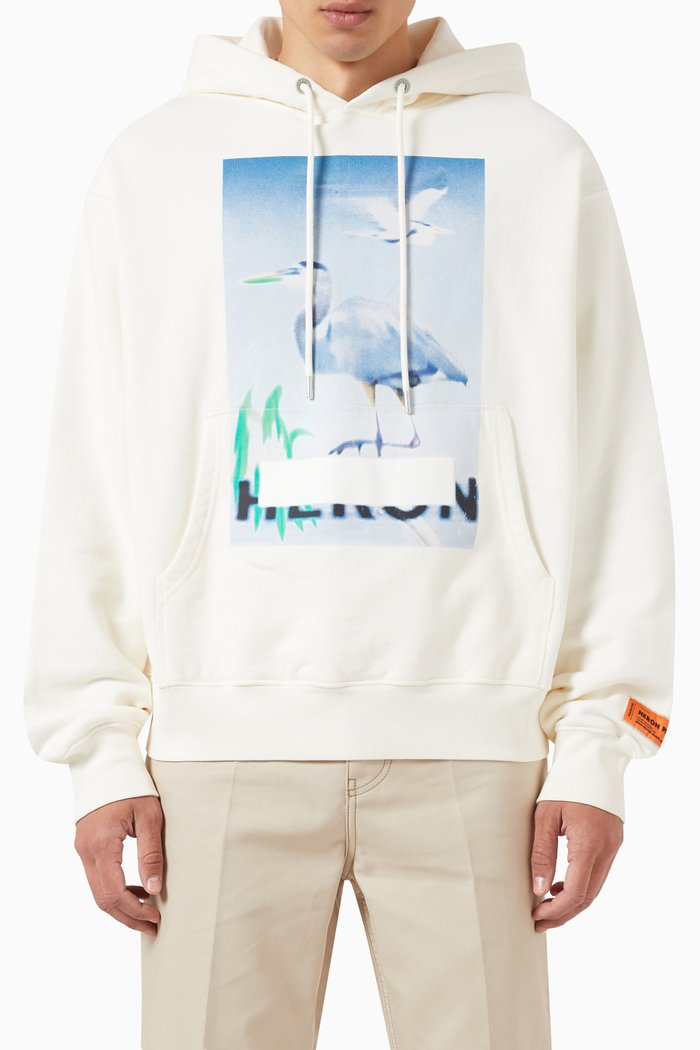 

Censored Graphic Print Hoodie in Cotton, White