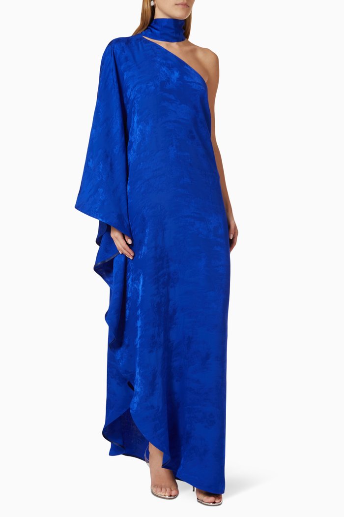 

Ubud Choker Asymmetric Dress in Viscose, Blue