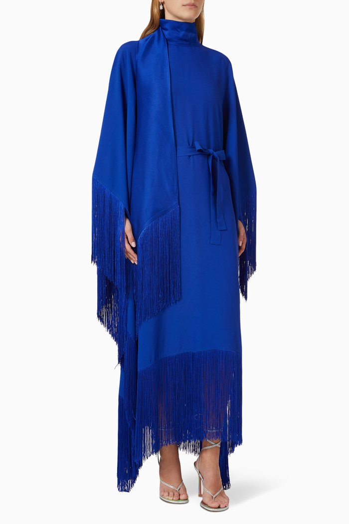 

Mrs Ross Belted Kaftan Dress in Acetate-blend, Blue