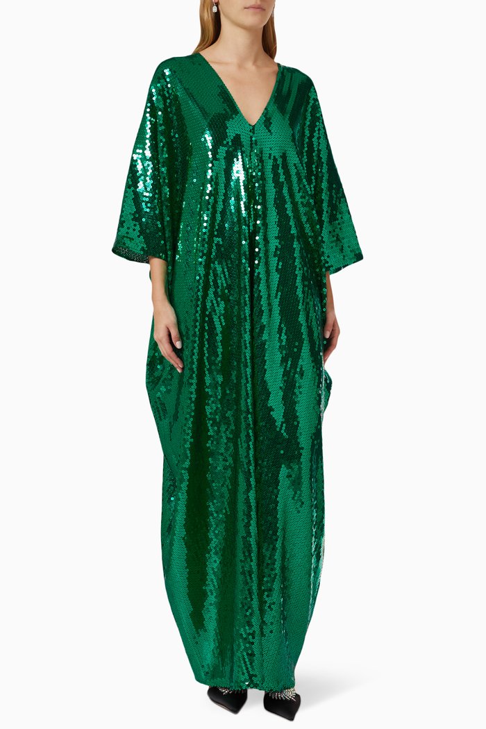 

Gala Disco Kaftan Dress in Sequin, Green