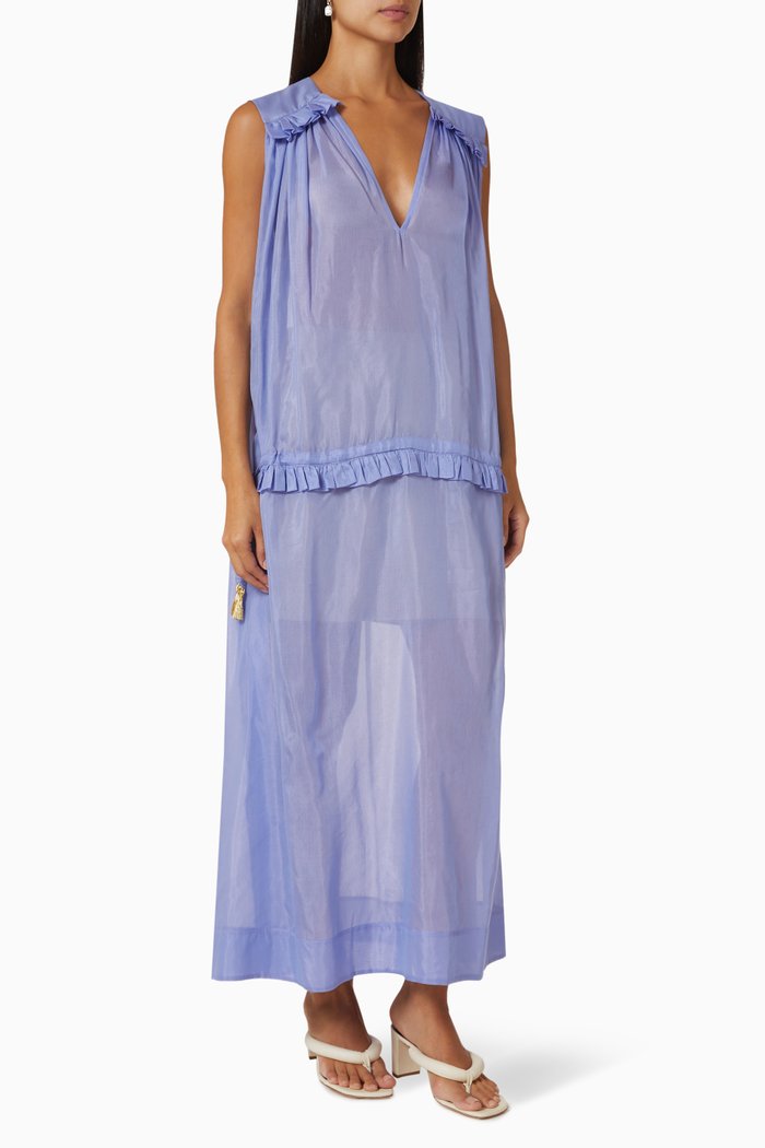 

Matoyianni Maxi Dress in Silk & Cotton, Purple