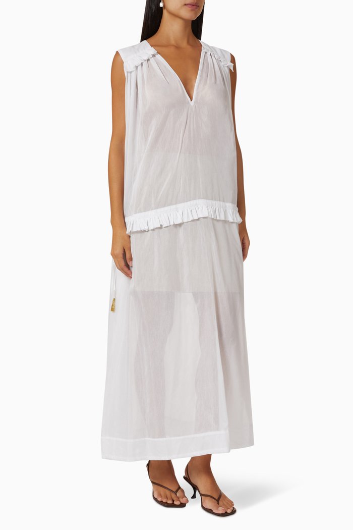 

Matoyianni Maxi Dress in Silk & Cotton, White