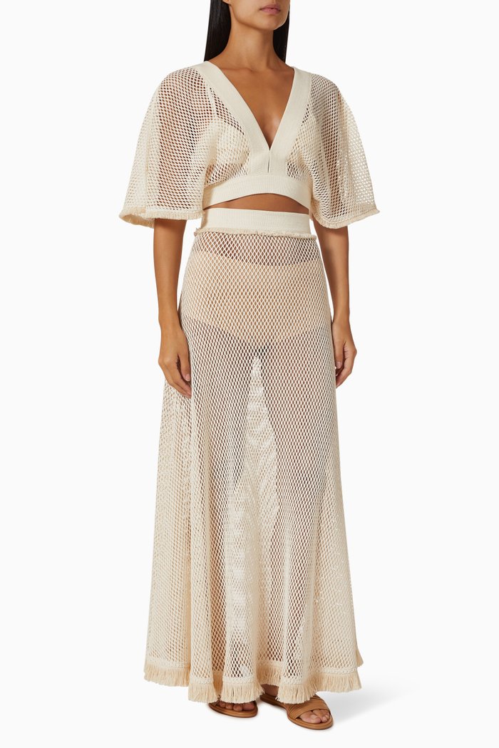 

Agrari Top & Skirt Set in Cotton Net, Neutral