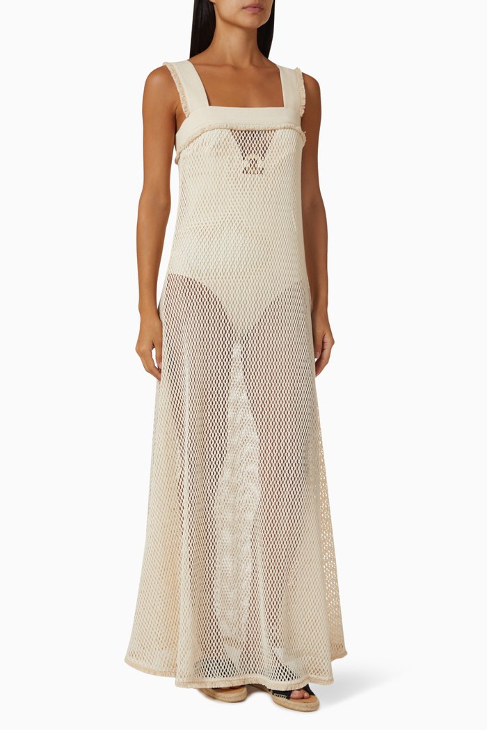 

Agrari Maxi Dress in Cotton Net, Neutral