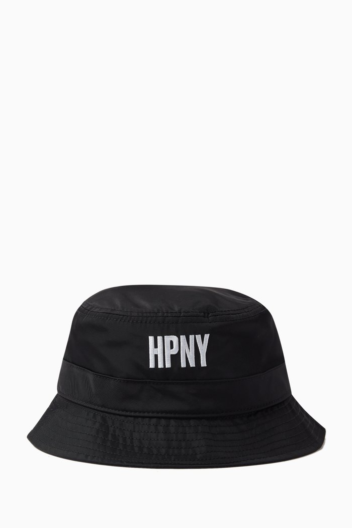 

Embossed Logo Bucket Hat in Nylon, Black