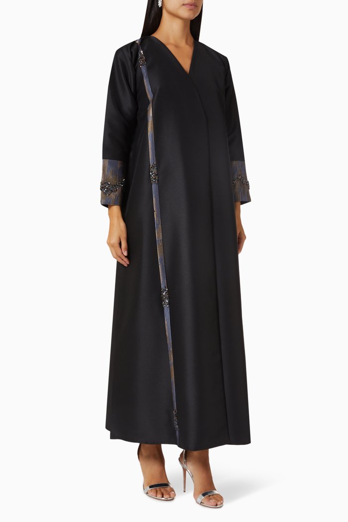 

Embellished Abaya in Satin, Black