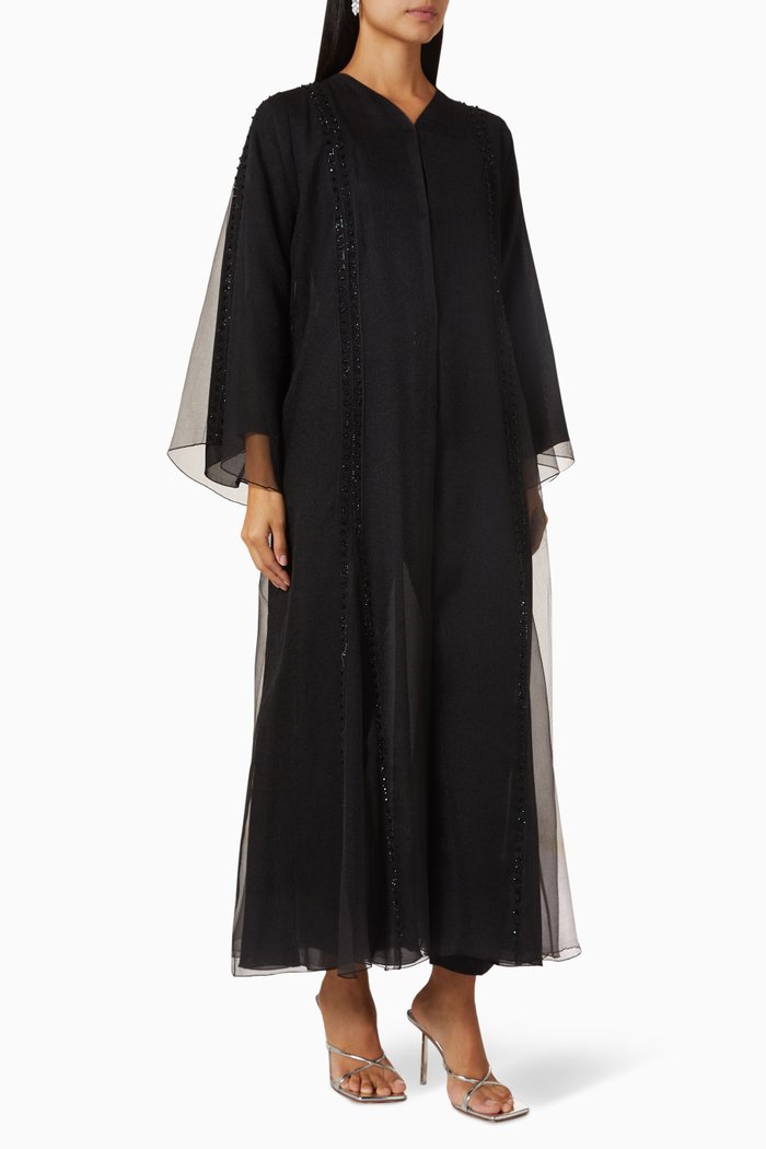 

Sparkling Embellished Abaya in Chiffon, Black