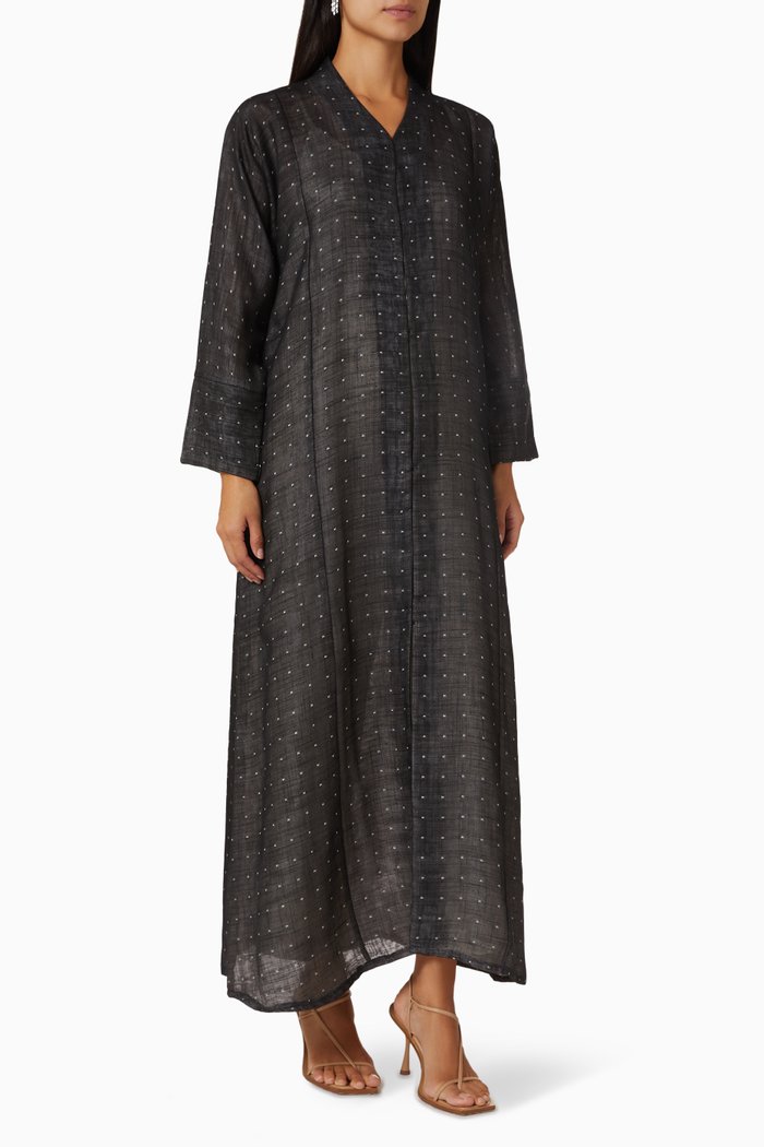 

Printed Abaya in Linen, Black