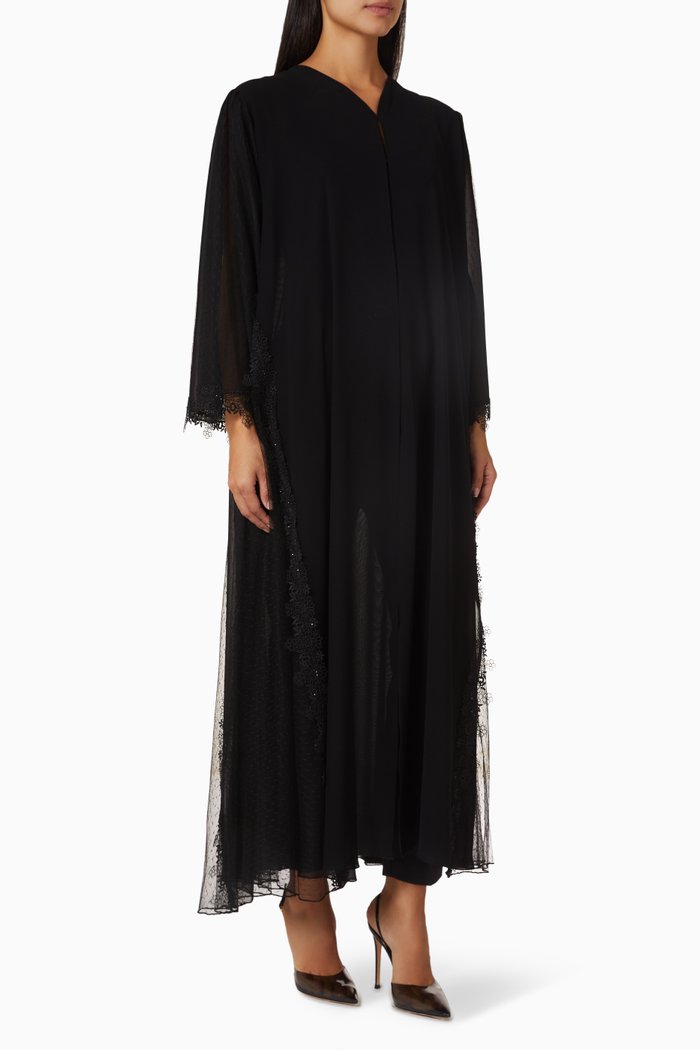 

Semi-sheer Abaya in Chiffon, Black