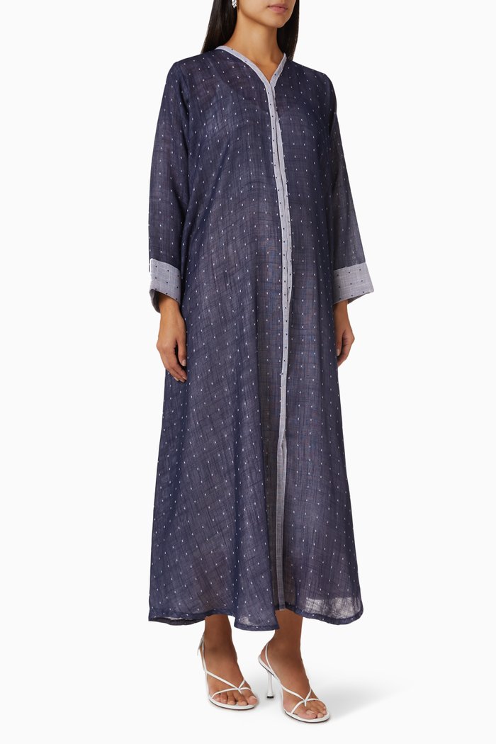 

Contrast Trimmed Abaya in Cotton, Blue