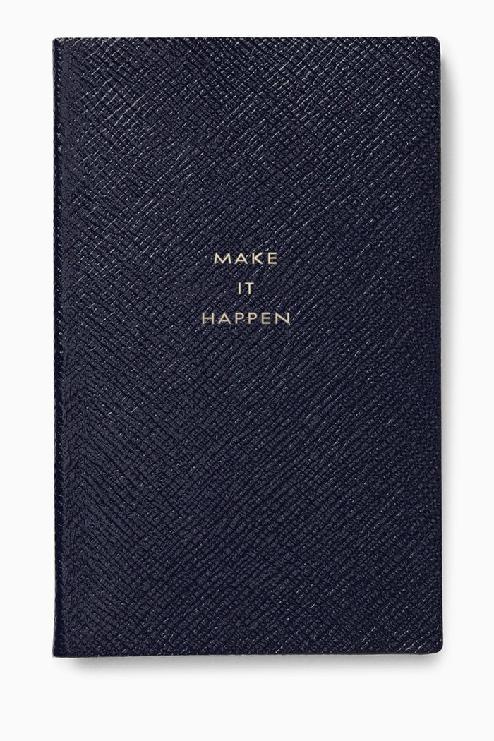

Panama "Make It Happen" Notebook in Crossgrain Leather, Blue