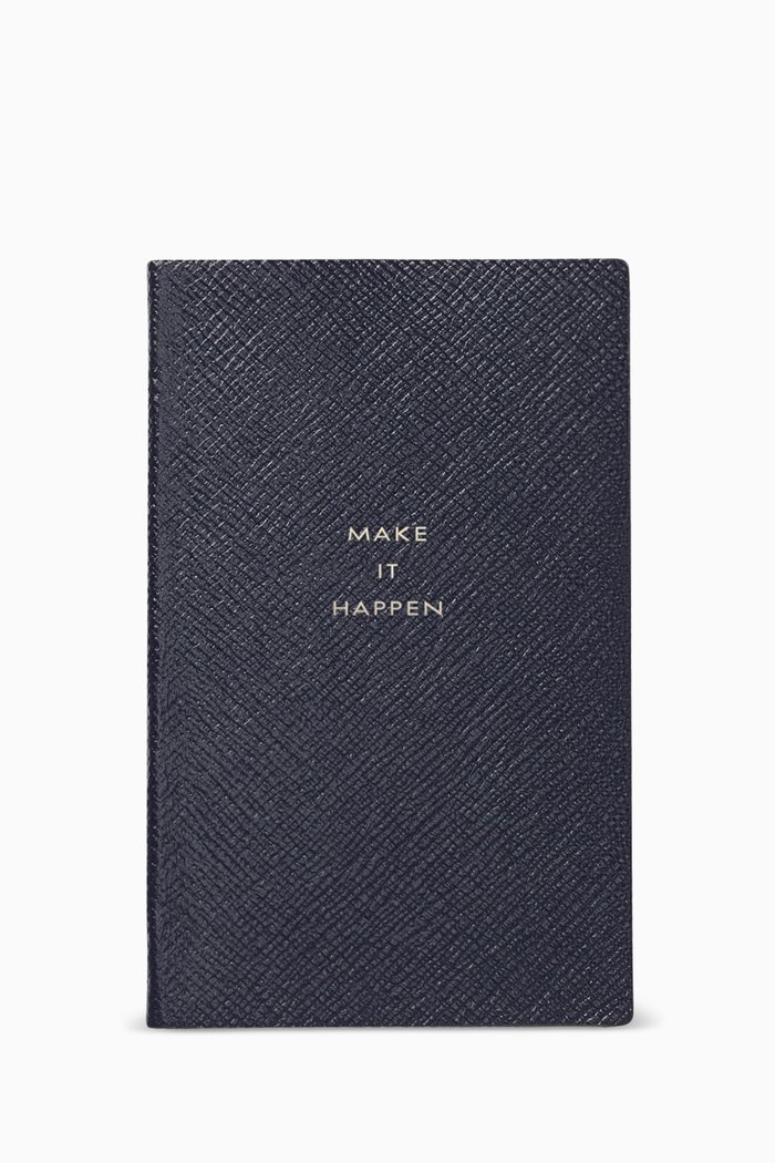 

Panama "Make It Happen" Notebook in Crossgrain Leather, Blue