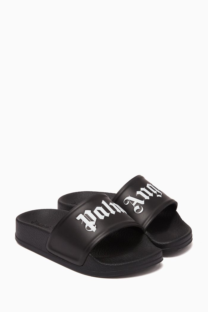 

Logo Print Pool Slides in Rubber, Black