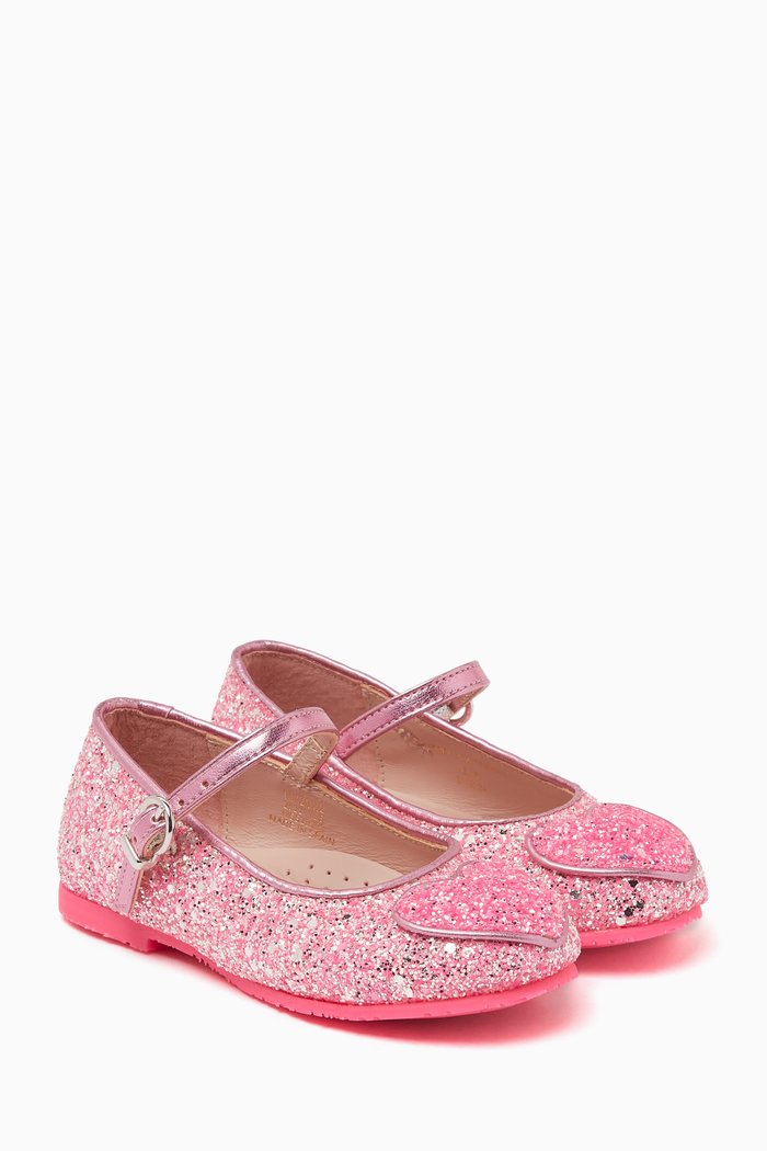 

Amora Heart Flats in Leather, Pink