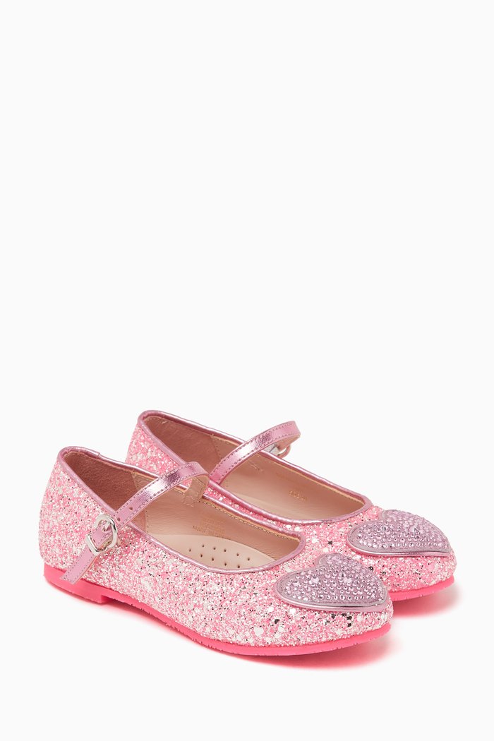 

Amora Heart Flats in Leather, Pink