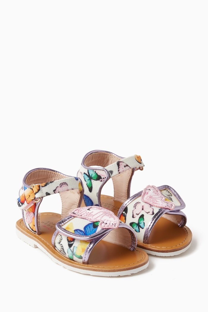 Butterfly Print & Appliqué Sandals, Multicolour