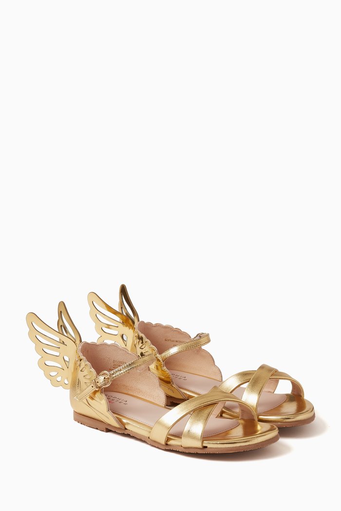 

Heavenly Angel Wings Sandals in Leather, Gold