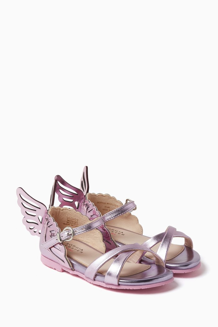 Heavenly Sandals in Rosa Metallic Leather, Purple