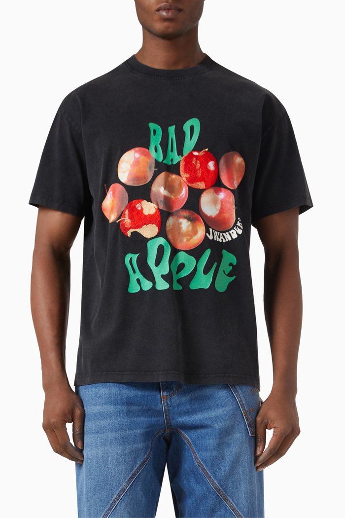 

Bad Apple Oversized T-shirt in Cotton Jersey, Black