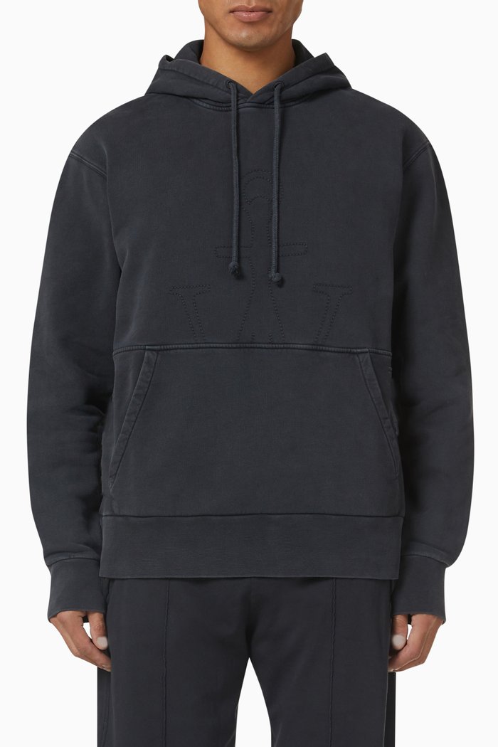 Logo Embroidered Hoodie, Black