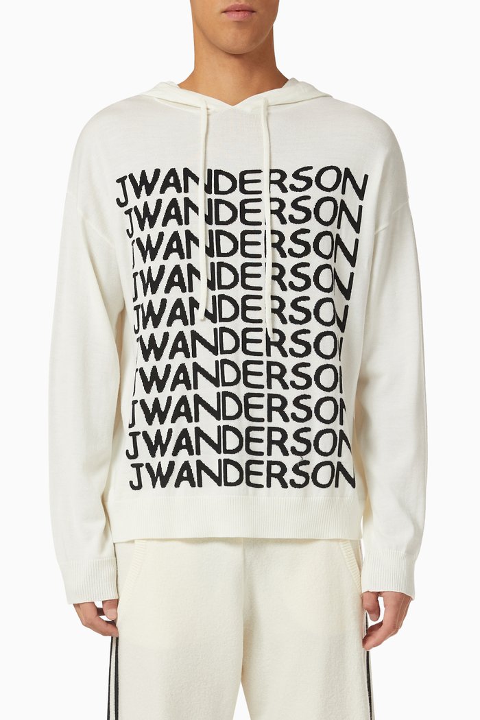 

Repeat Logo Hoodie in Merino Wool, White