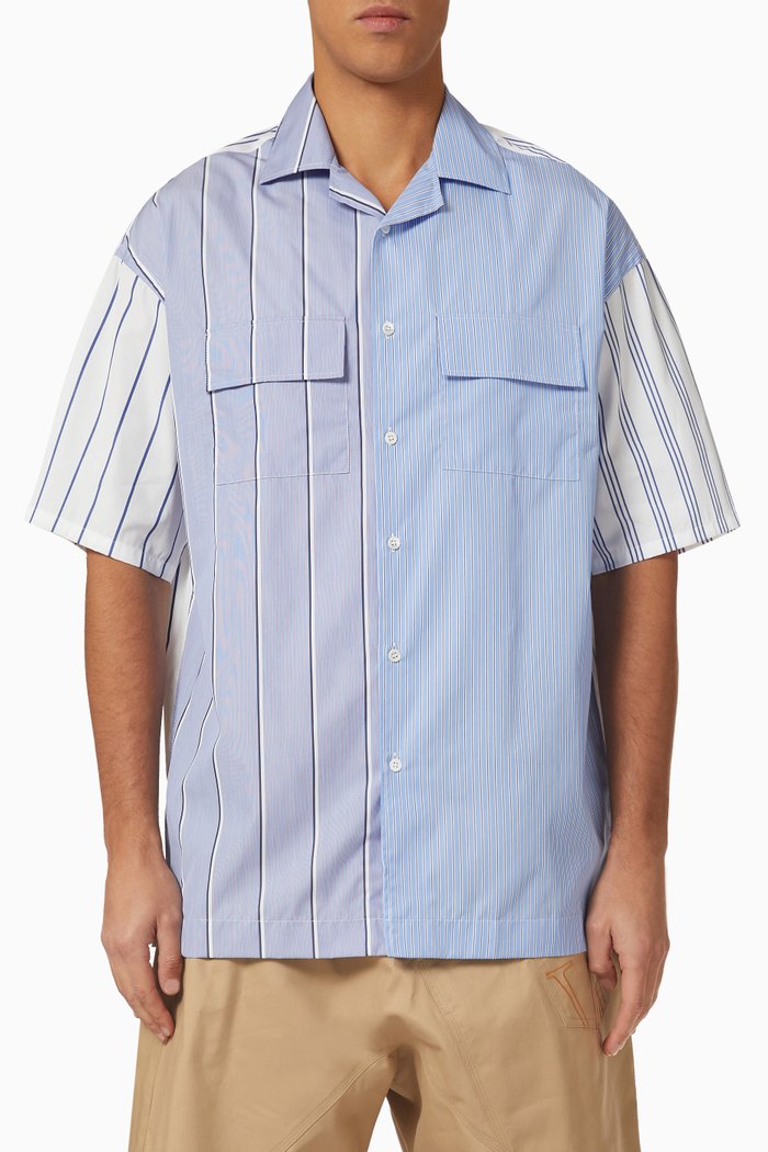 

Striped Shirt in Cotton Blend, Blue