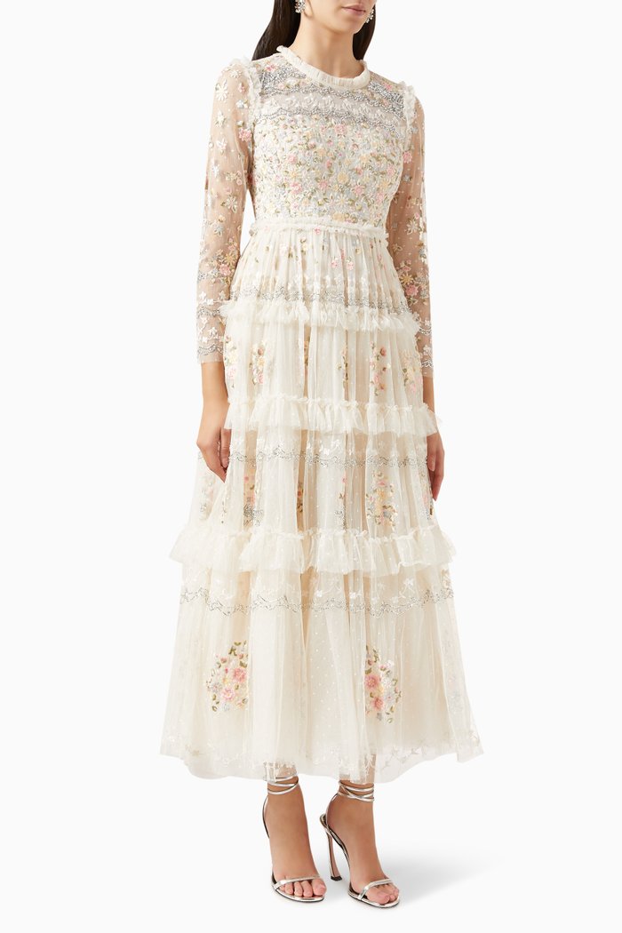 

Primrose Bouquet Ankle-length Gown in Tulle, Neutral