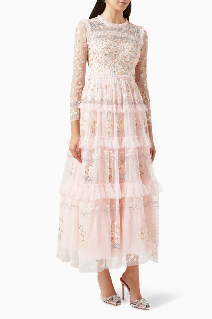 

Primrose Bouquet Ankle-length Gown in Tulle, Pink