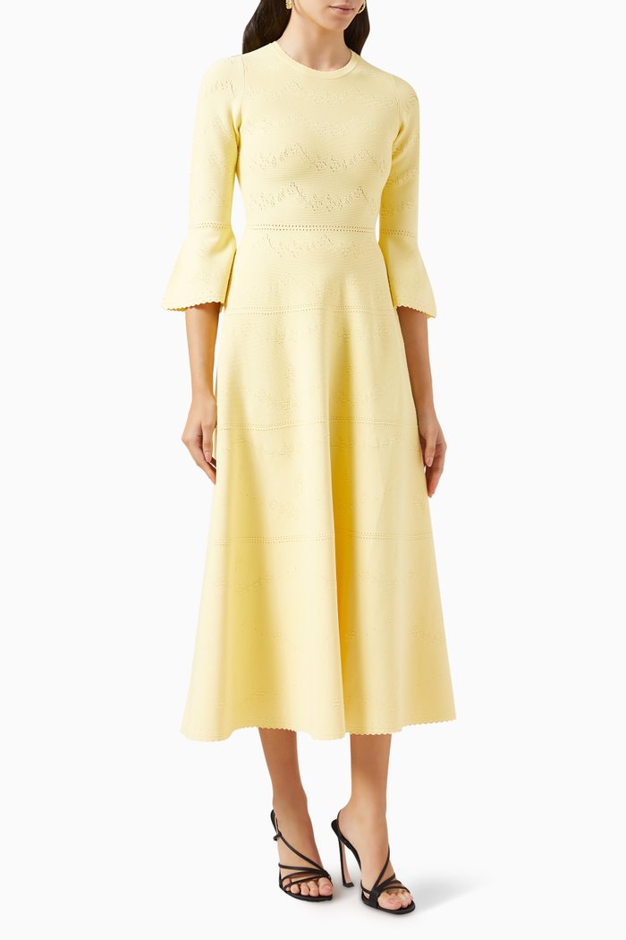 

Pretty Pointelle Midi Dress in Recycled Viscose-knit, Yellow