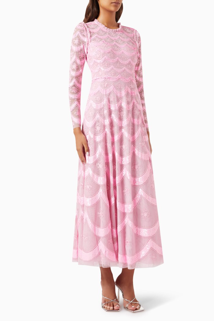

Fifi Sequin-embellished Ankle Gown in Recycled Tulle, Pink