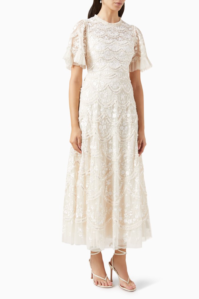 

Lily Bloom Maxi Gown in Recycled Tulle, Neutral