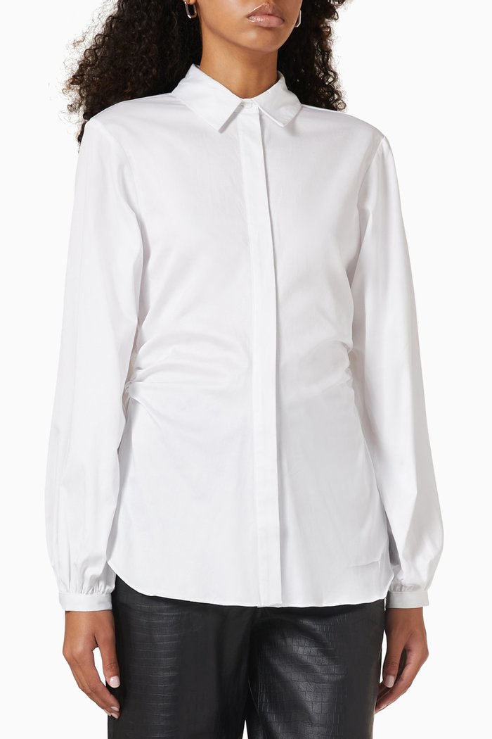 

Silvie Ruched Shirt in Organic Cotton, Neutral