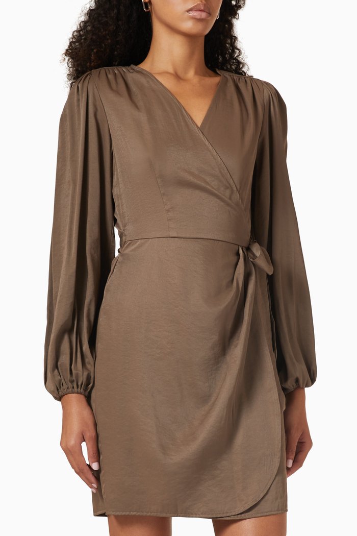 

Stine Mini Wrap Dress in Ecovero-blend, Brown