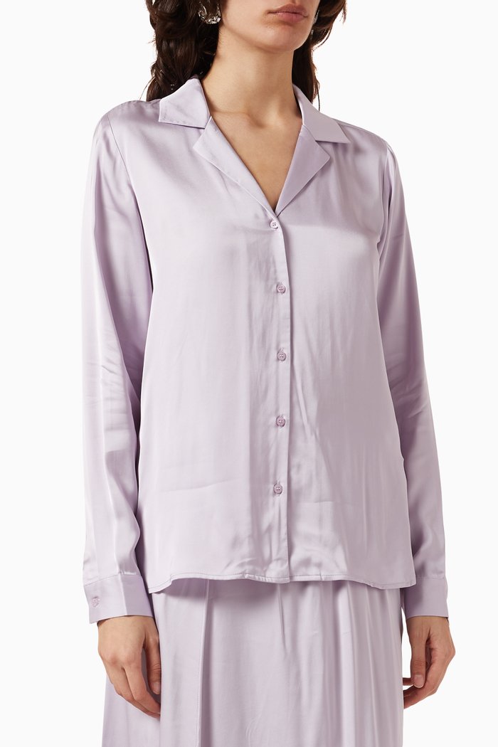 Aronia Shirt in Satin, Purple