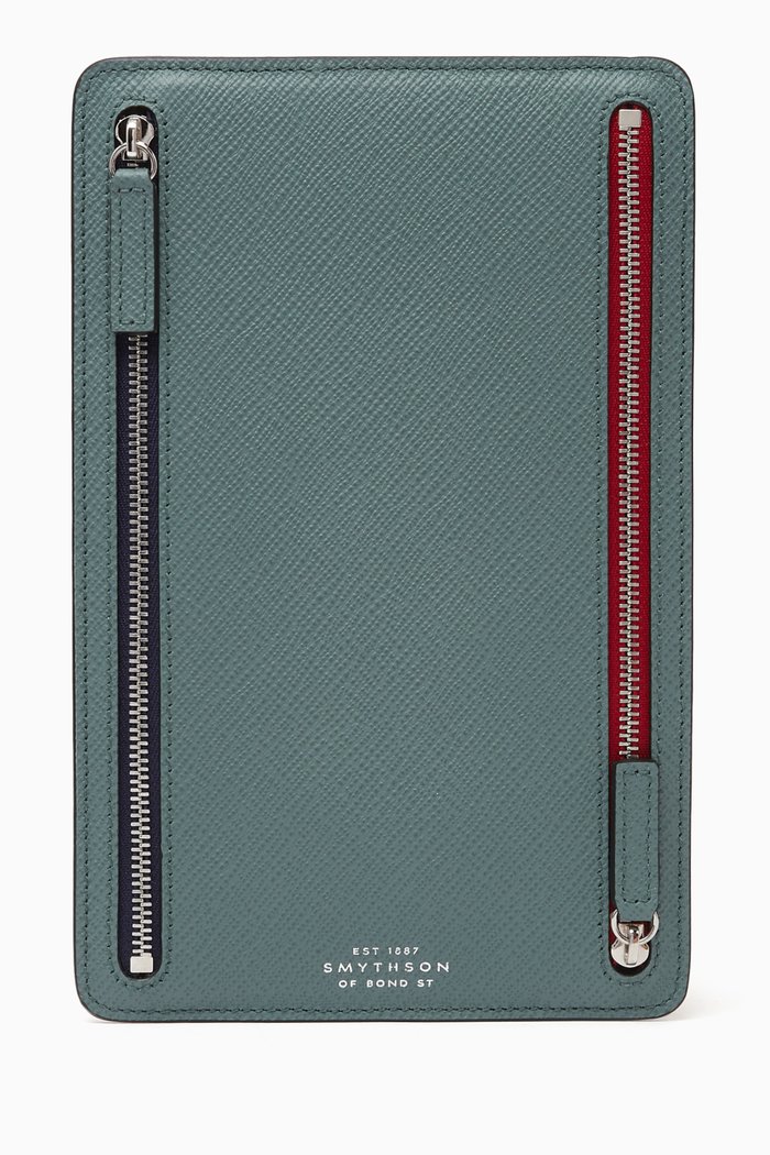 

Panama Multi-zip Case in Crossgrain Leather, Green