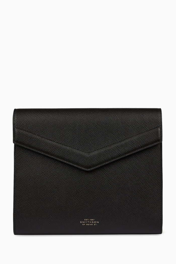 

Panama Flip A5 Writing Folder in Crossgrain Leather, Black