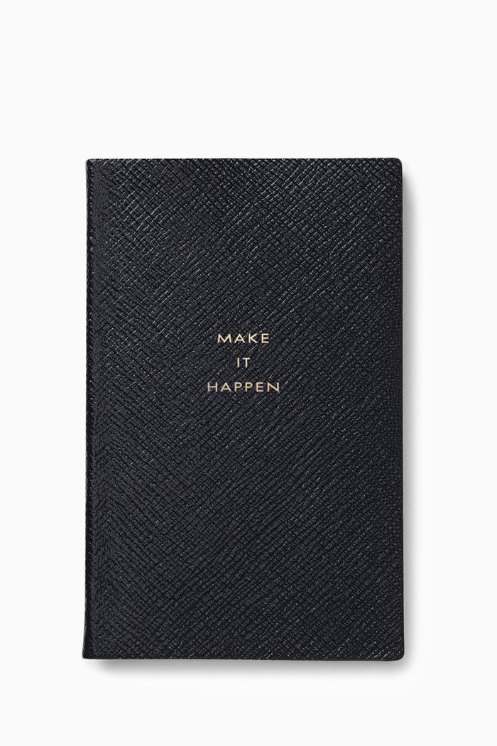 

Panama "Make It Happen" Notebook in Crossgrain Leather, Black