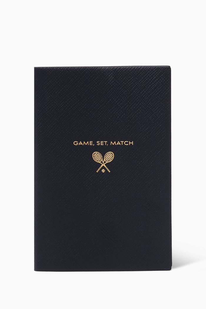 

Panama "Game Set Match" Notebook in Crossgrain Leather, Blue